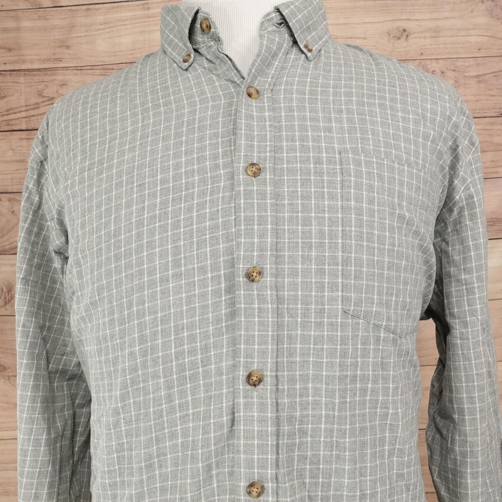 Croft & Barrow Shirt Mens 2XL Gray Check Long Sleeve Button-Up Easy Care Casual